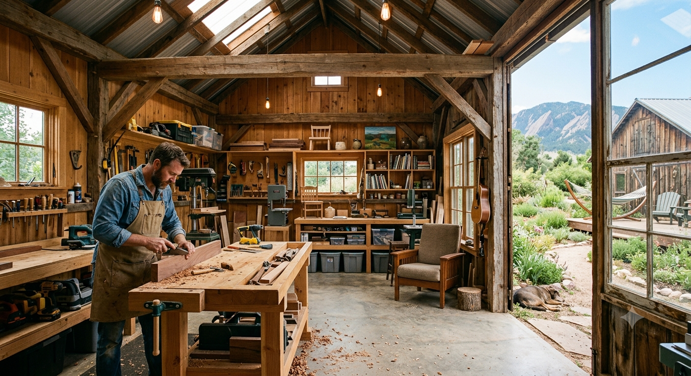 Creative workshop shed interior